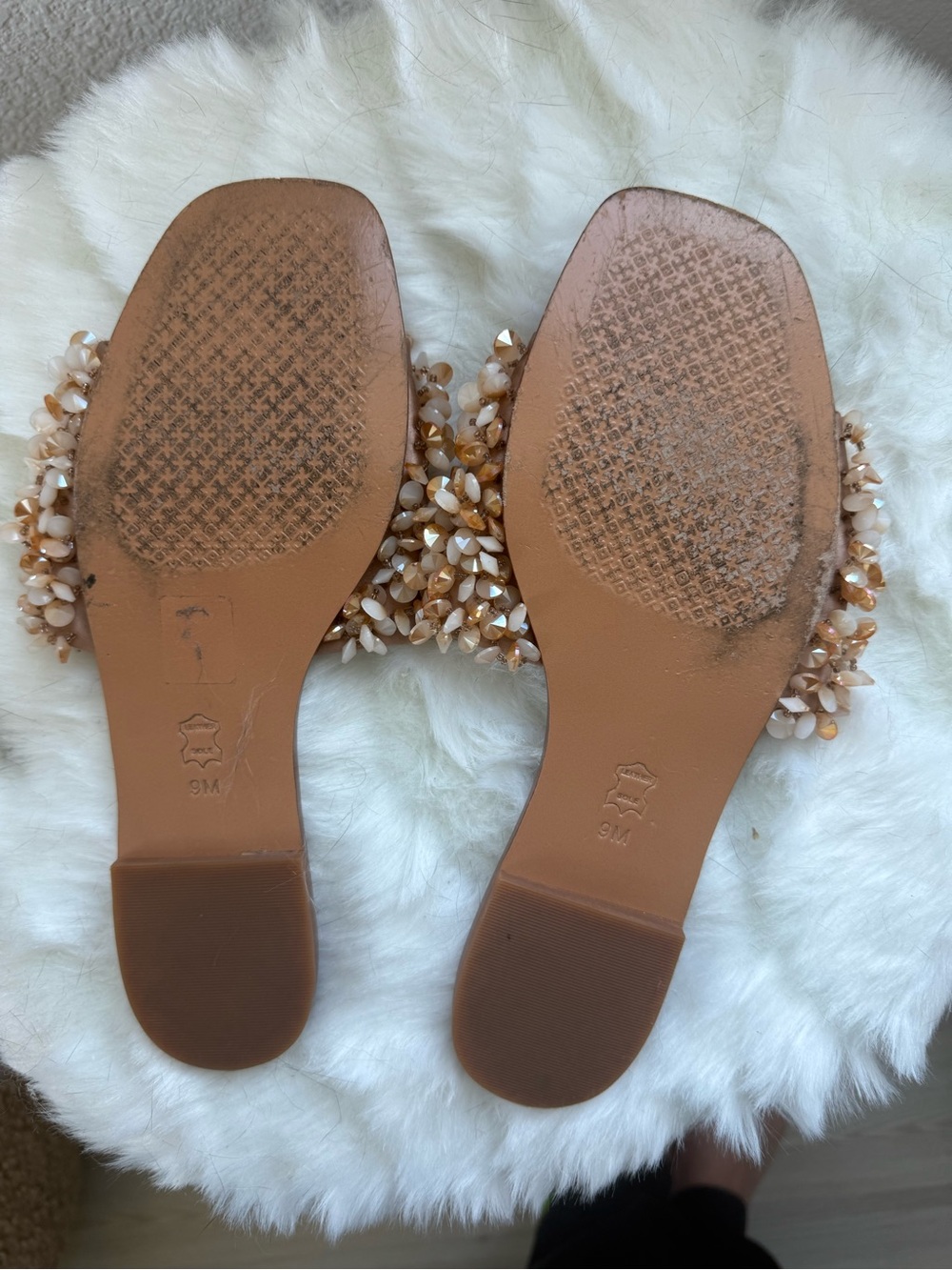 Tory Burch Tan and Blush Beaded Slide Sandals - Picture 4 of 5